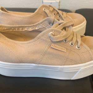 SUPERGA  tan tennis shoes, size US Women size six